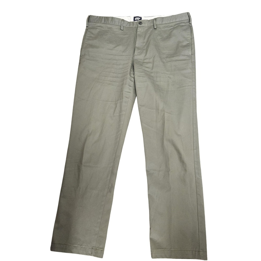 Lands' End Pants Mens 40 Olive Green Traditional Fit Chino Flat Front‎ Casual